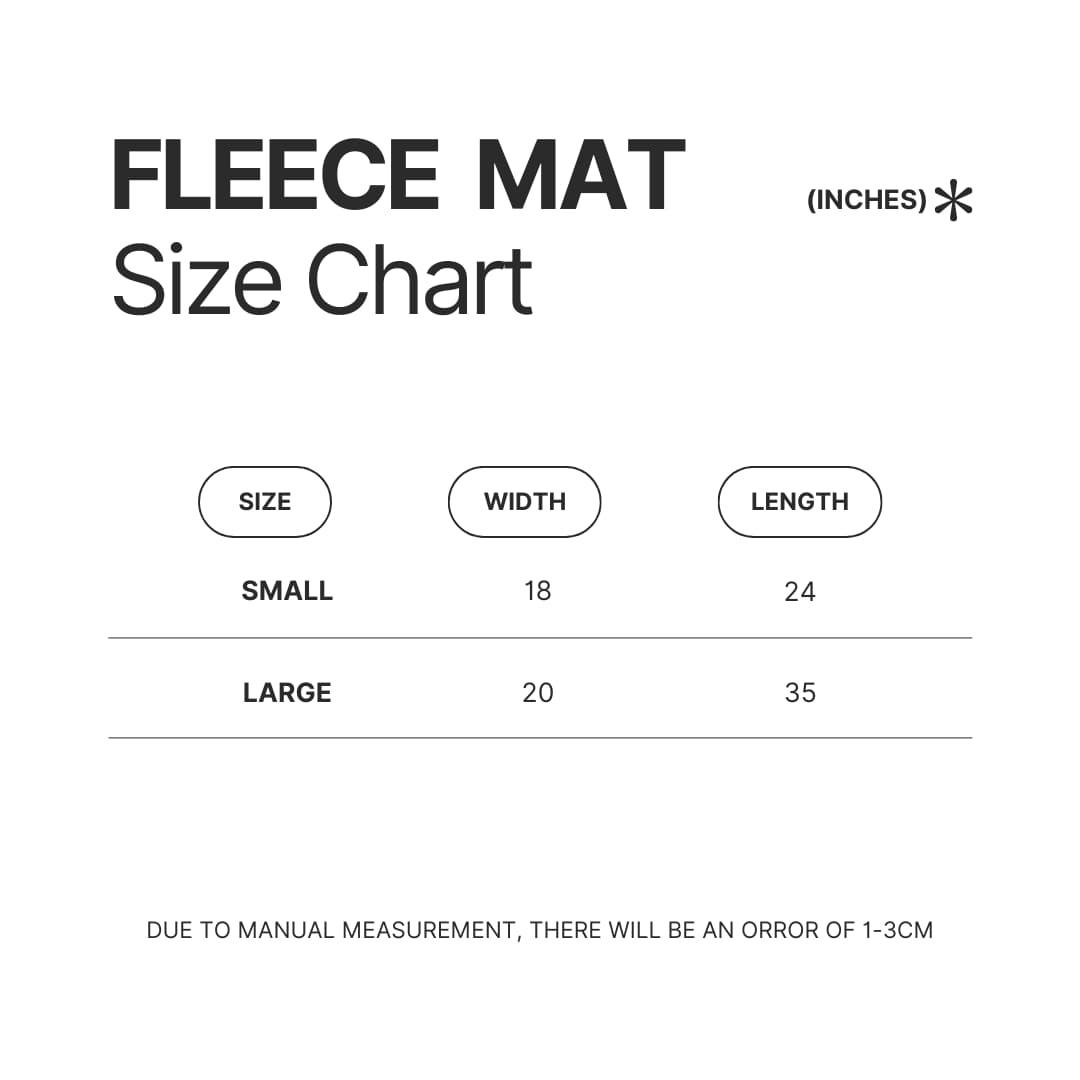 Fleece Mat Size Chart - Chobits Merch
