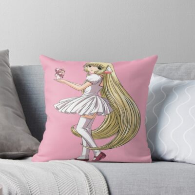 Chobits Chii And Sumomo Pink Throw Pillow